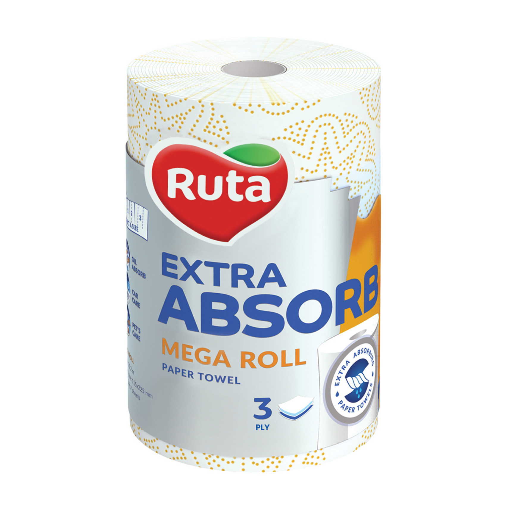 Паперові  рушники Ruta Selecta Extra Absorb Mega Roll 3-шарові, 175 відривів, 1 шт